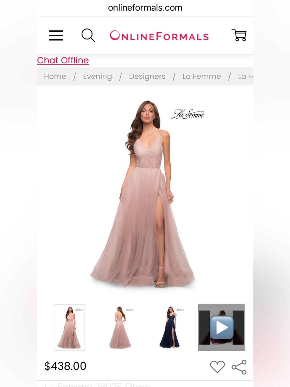 La Femme Dusty Blush Tulle Spaghetti-Strap Gown